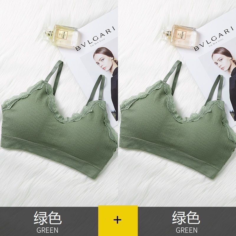 辞梅韩版少女学生蕾丝边无钢圈吊带打底背心女性感聚拢文胸运动内衣女