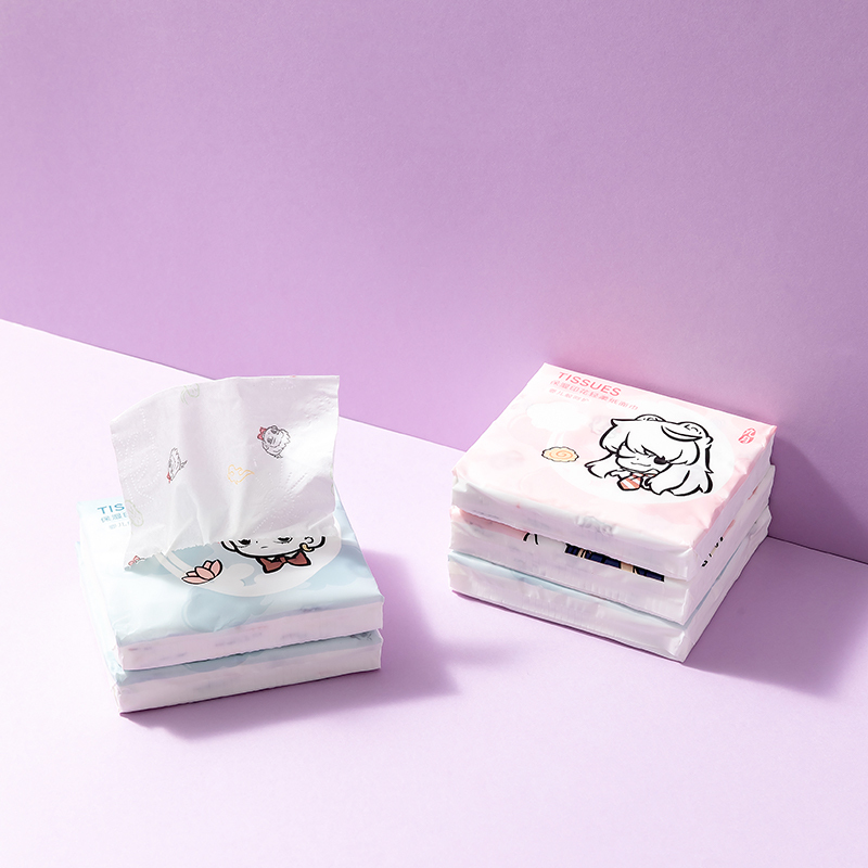 名创优品(miniso) 非人哉之非人青春学院系列保湿印花纸面巾(萌趣 随身Q包40抽)