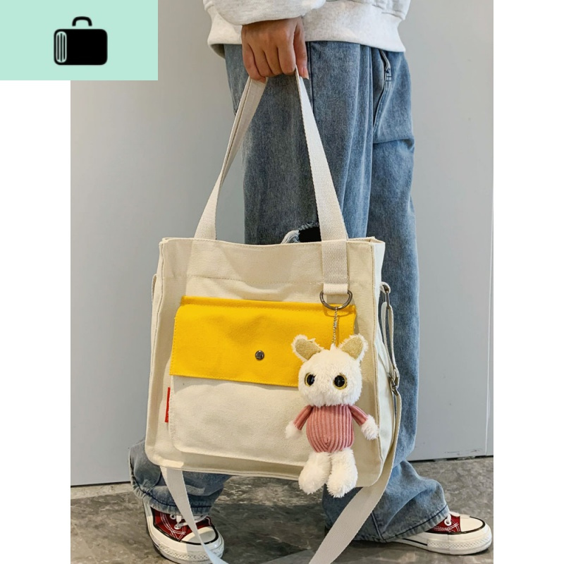 日系原宿帆布包ulzzang韩国大容量可爱撞色斜挎包女学生ins单肩包new