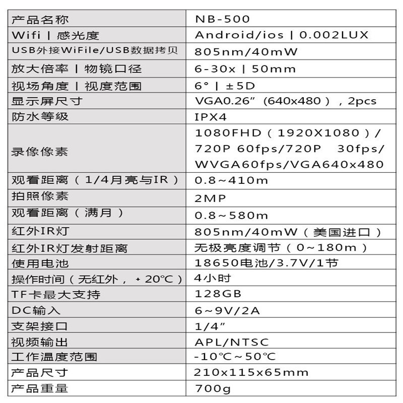 Onick NB-500 双目单筒望远镜(Z)