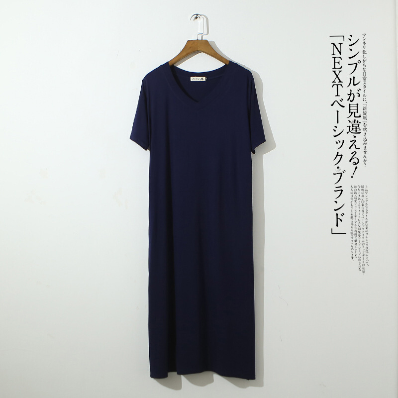 波迷娜(BOMINA)大码睡裙女夏天加肥宽松睡衣胖妹妹短袖可外穿韩版清新学生长款休闲服