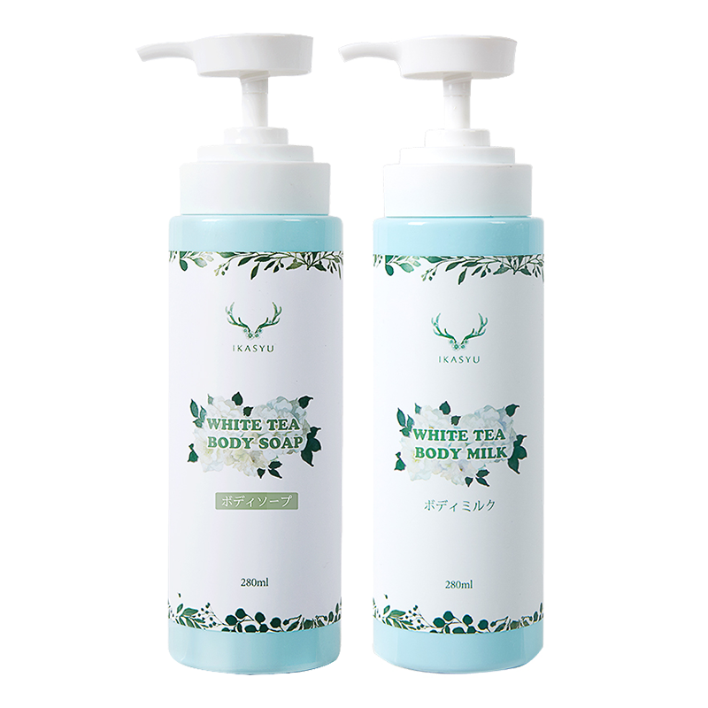 IKASYU/日本鹿秀因子 白茶身体乳沐浴露护肤套装280ml*2 玻尿酸保湿补水香体持久留香