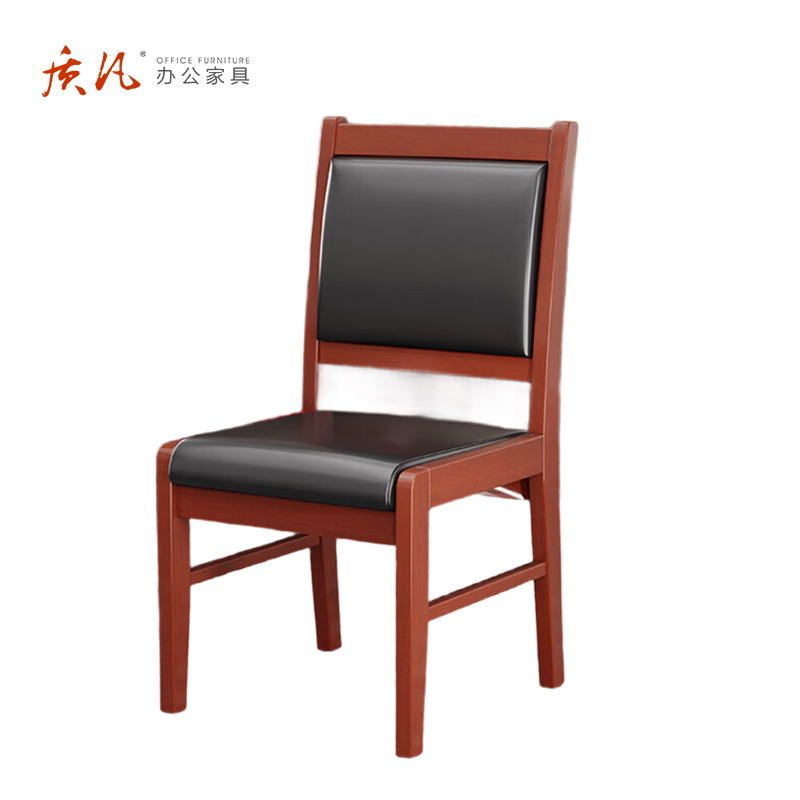 质凡 直腿椅橡木牛皮办公椅 /ZF-YQY020/46*51*92cm高清大图