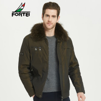 FORTEI富铤 羽绒服男士貉子毛领羽绒服男装爸爸装外套/