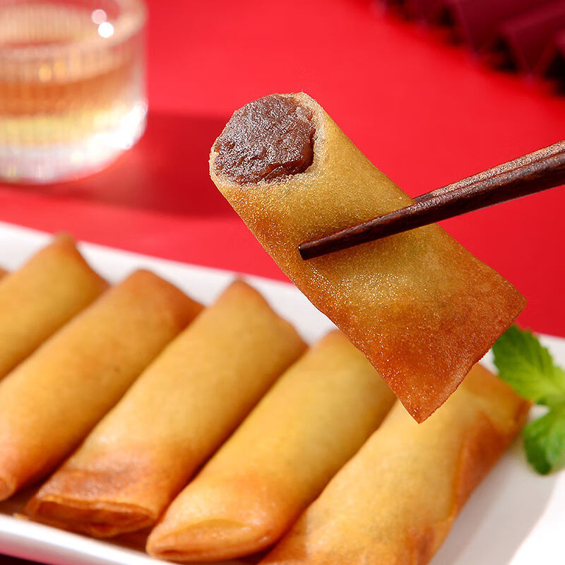 千味央厨春卷外层酥脆色泽金黄油炸半成品豆沙全素酥皮236g*6袋高清大图