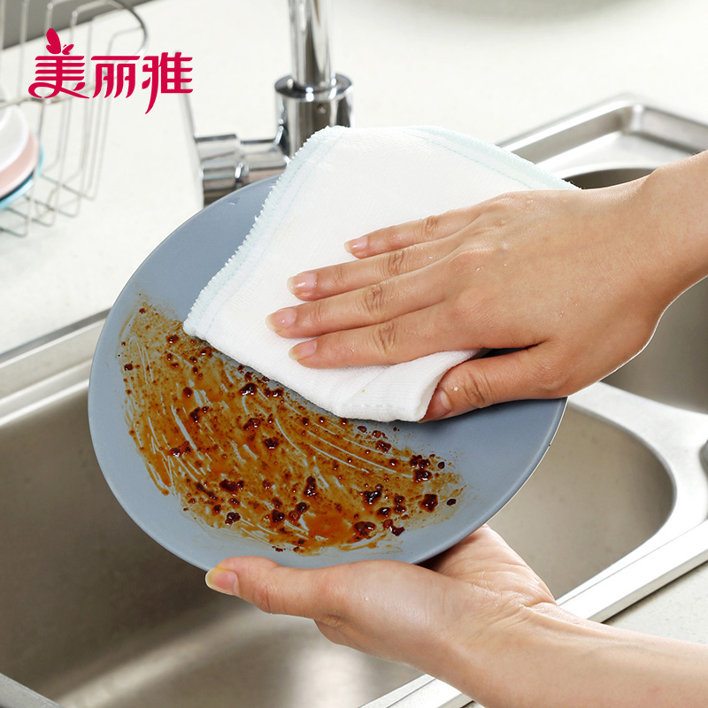 美丽雅 家用经济装洗碗巾抹布柔软吸水去污易清洗抹布10片入清洁抹布
