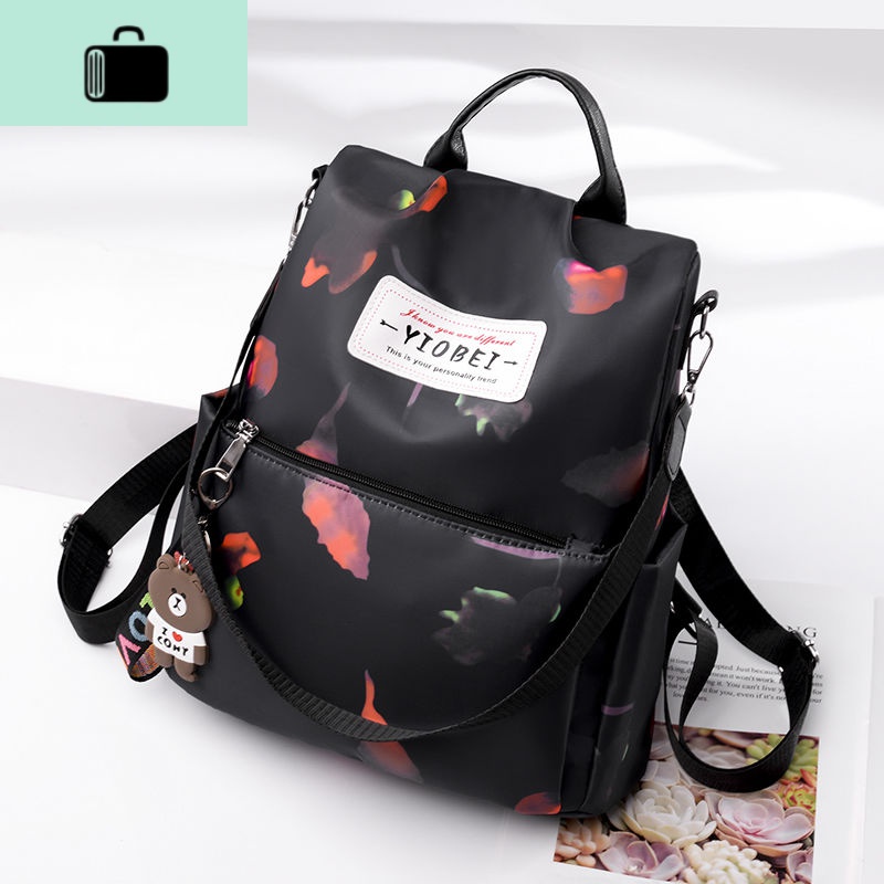 双肩包女韩版2020新款书包女学生大容量防盗百搭牛津布帆布小背包NEWLAKE高清大图