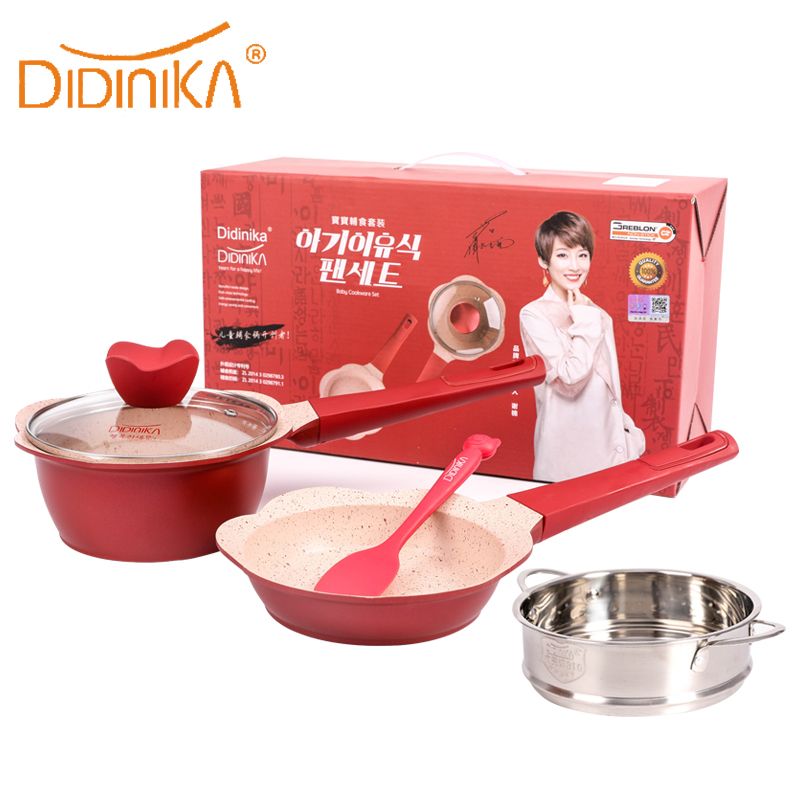 迪迪尼卡(Didinika)宝宝辅食锅婴儿辅食奶锅16cm小锅平底奶锅煎锅套锅汤锅麦饭石不粘锅煮泡面热牛奶锅高清大图