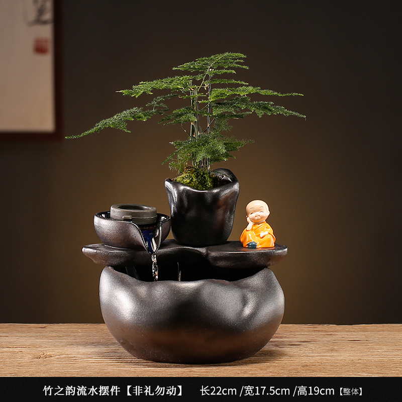 循环流水招财生财鱼缸装饰摆件水晶球轮喷泉景观乔迁开业礼品