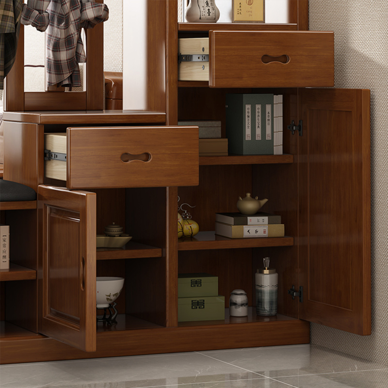 实木间厅柜客厅入户玄关柜现代简约小户型入门口鞋柜储物柜衣帽架