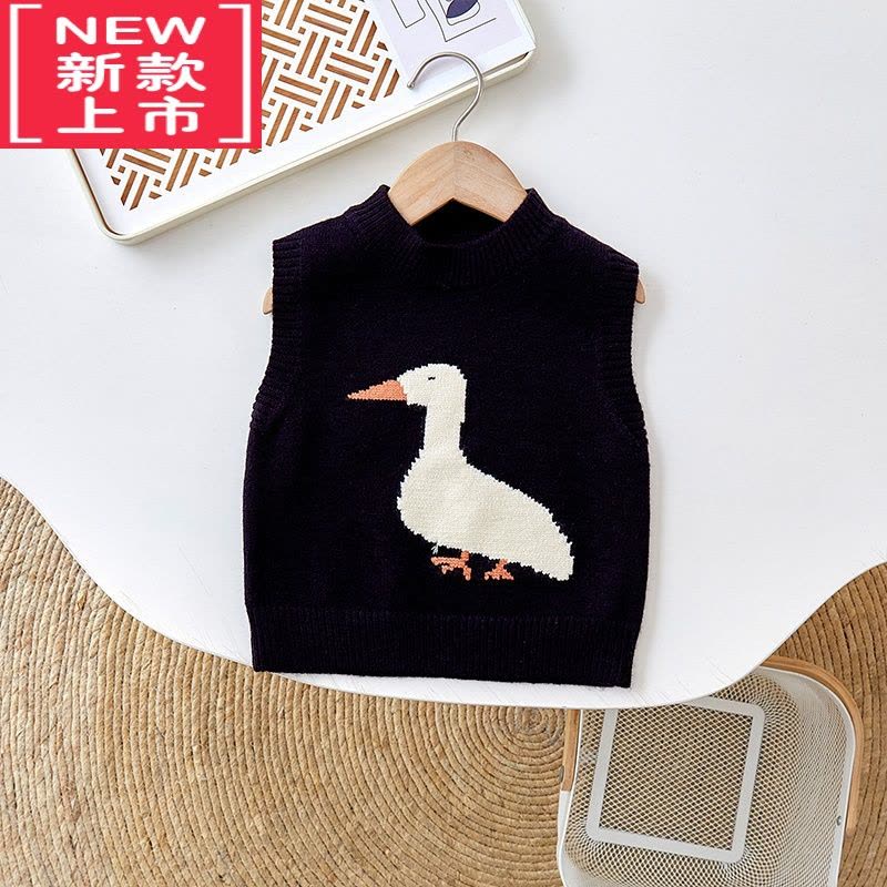 可莉允宝宝针织马甲外穿儿童卡通背心秋冬男女童套头毛衣婴儿针织衫图片