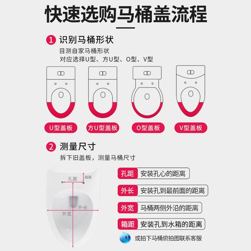 亲卫缓降马桶盖通用坐便器盖子V型家用加厚U型盖板厕所马桶圈老式座圈配件