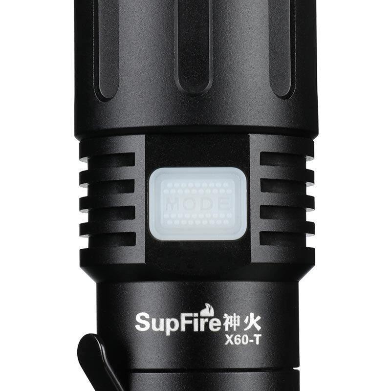 supfire神火X60-T强光手电筒变焦远射USB充电式便携户外骑行灯 小型手电筒
