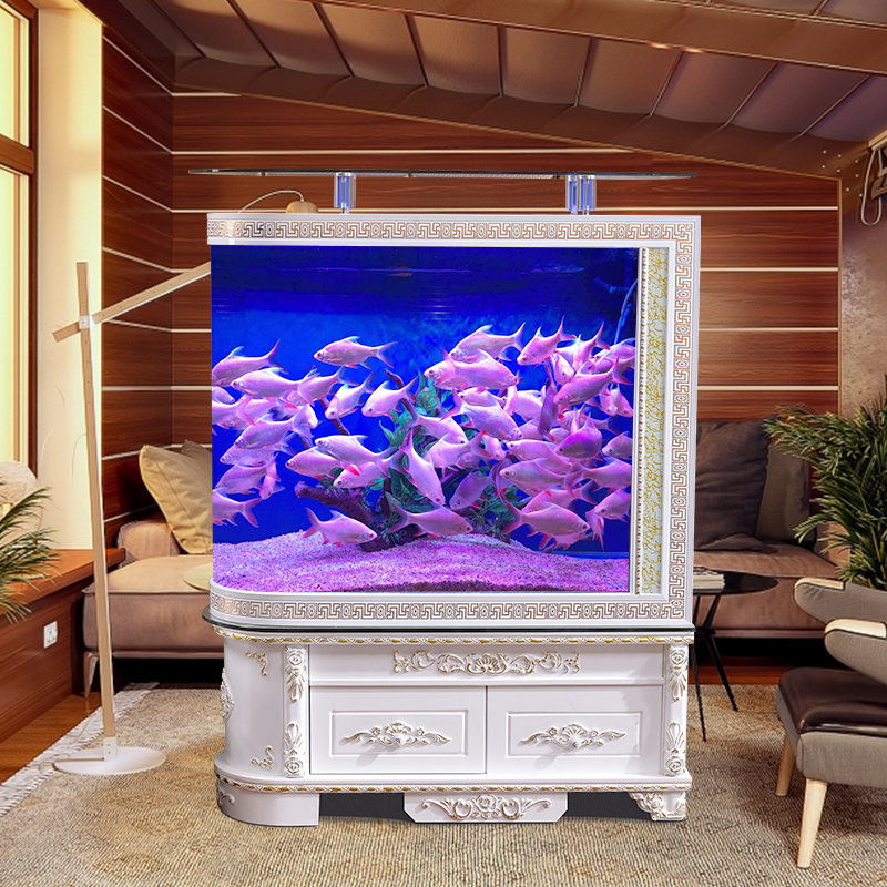 入户欧式子鱼缸水族箱客厅家用屏风超白大型中型免换水高清大图