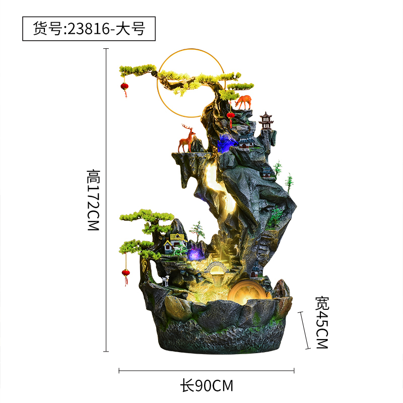 大型假山流水喷泉庭院室内花园落地鱼缸庭院景观玄关客厅造景摆件