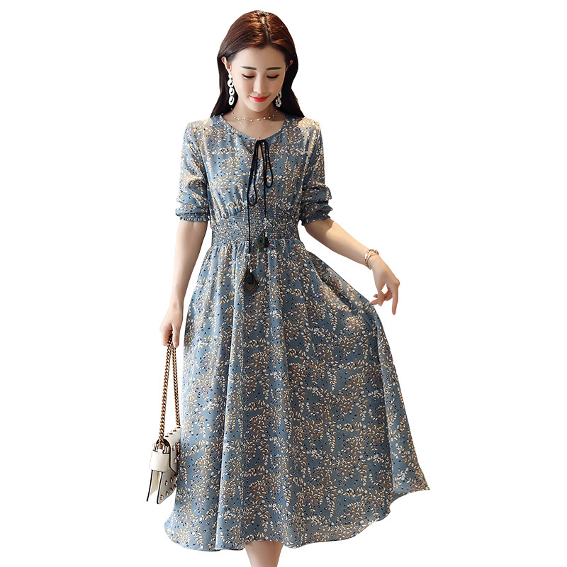 小碎花雪纺连衣裙流行女装女士夏款新品时尚韩版显瘦的裙子潮