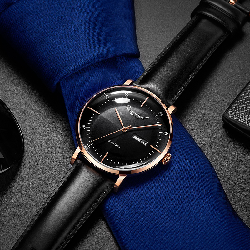 嘉年华Carnival手表正品男士全自动机械表 男表进口机芯防水休闲时尚潮流简约个性炫酷男表真皮大表盘品牌表8894高清大图