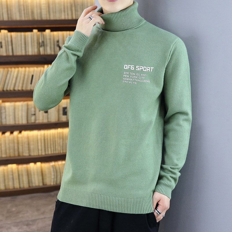孟康mengkang高领毛衣男纯色针织衫秋冬保暖加厚修身立体压花线衣潮