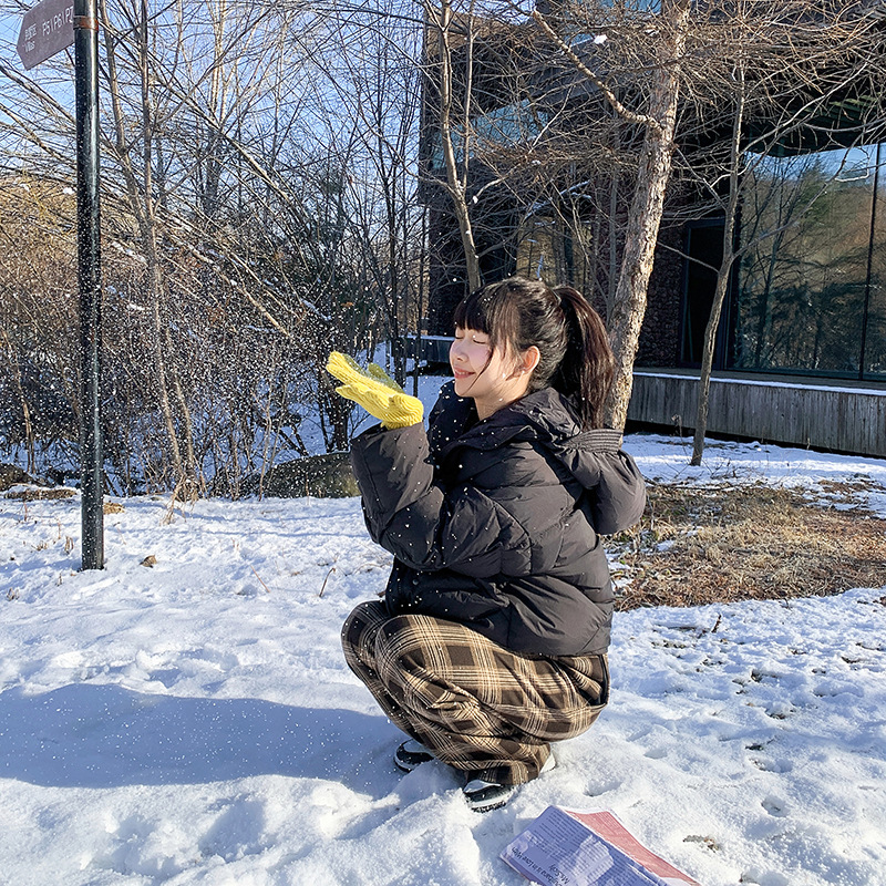 羽绒棉衣棉服女外套2023年秋冬季新款短款面包服港风学生胖MM棉袄高清大图