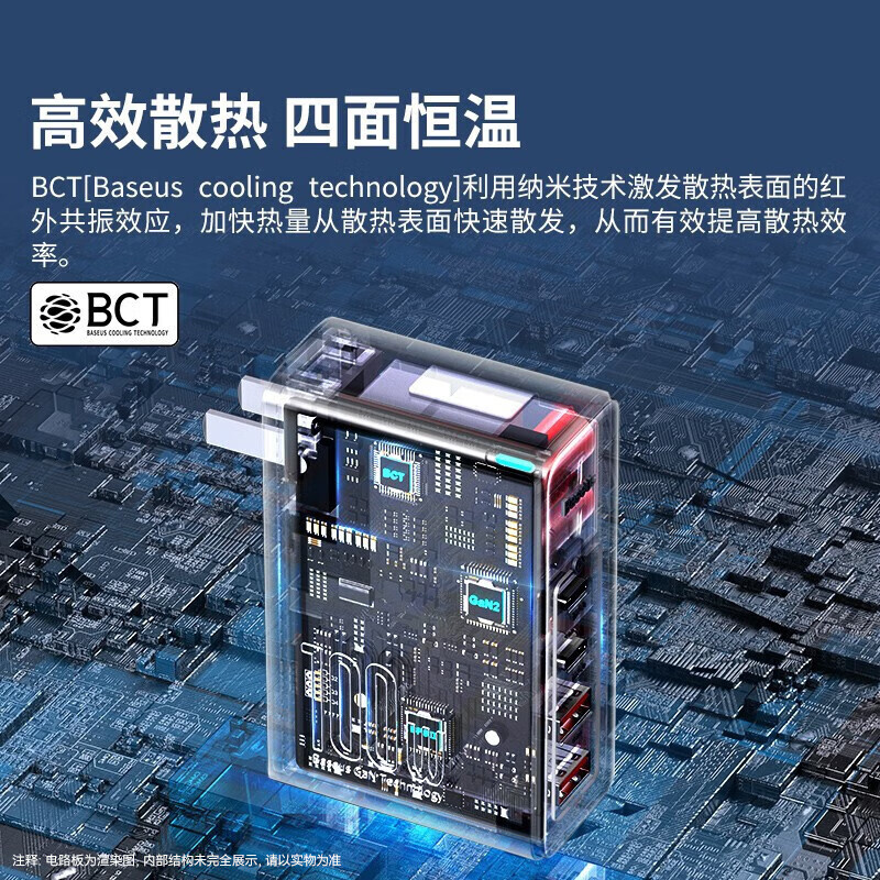 倍思充电器 100W氮化镓充电器套装 兼容PD65W四口快充 黑色 一个装高清大图