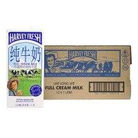 哈威鲜(HARVEY FRESH)全脂纯牛奶1L*12盒/箱装 澳洲原装进口 常温纯牛奶