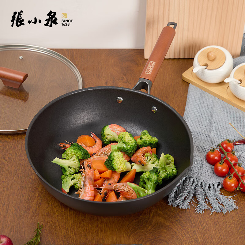 张小泉 家味精铁系列锅具C32880100 炒锅不粘锅家用炒菜锅无涂层 家味精铁煎炒锅30cm高清大图