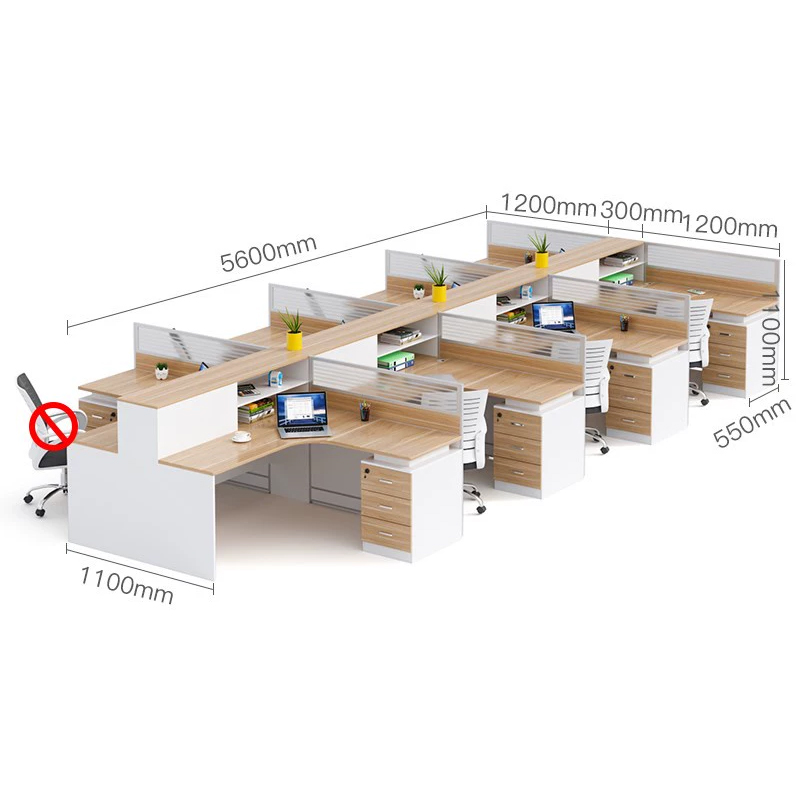 中豫鑫泽 ZYXZ5031410 职员桌屏风工位职员办公桌 干字型八人位含柜高清大图