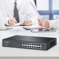 TP-LINK TL-SG1016DT 16口全千兆网络交换机高速网线分线器分流器家用商用企业级电脑办公监控