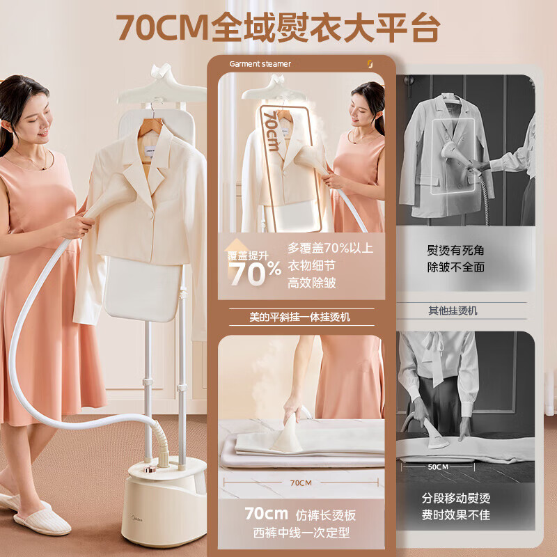 美的智能蒸汽挂烫机MG-YT07A大功率快速除皱高效蒸汽深层清洁家用便携设计高清大图