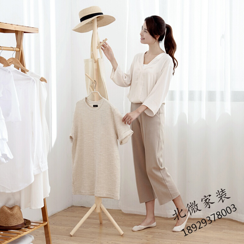 简约现代客厅楠竹家具实木衣帽架木质衣架落地卧室衣服架子挂衣架时尚衣架