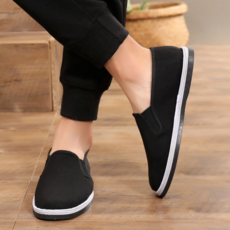 迈凯恩品牌老北京布鞋男士防滑懒人平底黑工作休闲春秋季千层底帆布