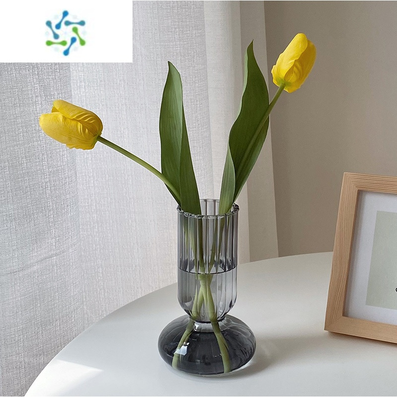 三维工匠北欧简约透明玻璃花瓶ins风插花瓶客厅卧室装饰摆件花器透明花瓶 黄色郁金香2支仿真花报价 参数 图片 视频 怎么样 问答 苏宁易购