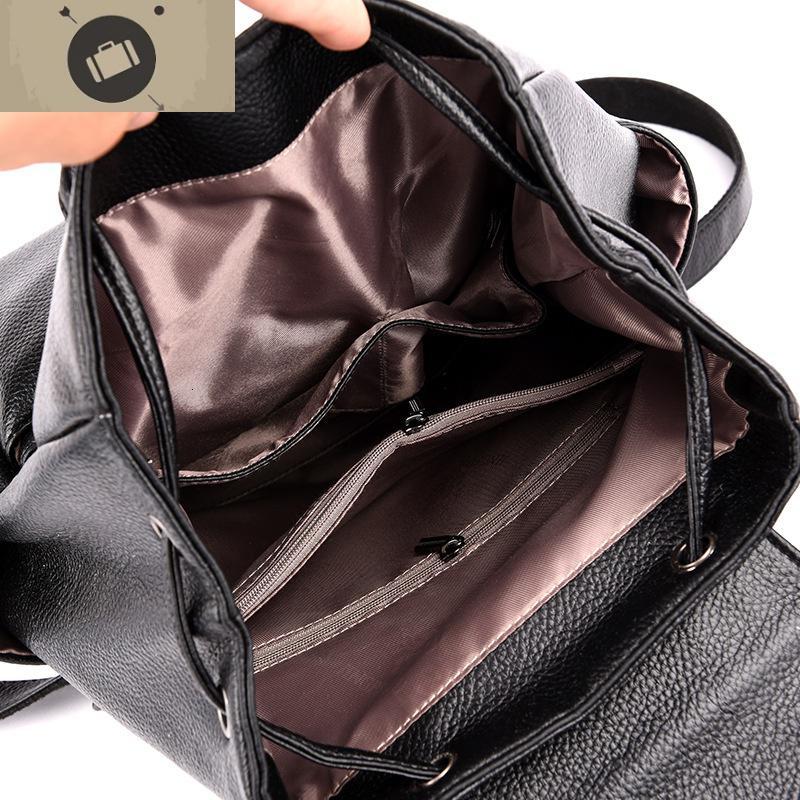 防盗真皮中年女士双肩包包软皮女包中老年人妈妈包旅游休闲小背包艾狄