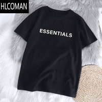 HLCOMAN男士t恤白色上衣夏季短袖男款宽松半袖潮流圆领体恤2023新款