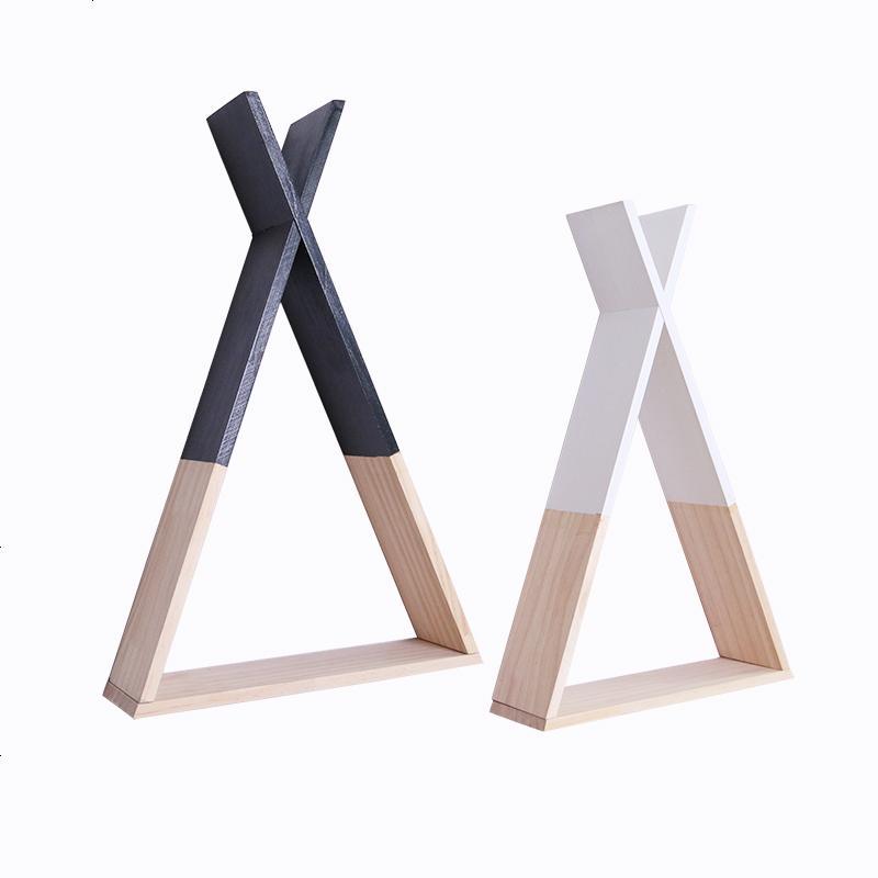ins北欧风隔板墙面三角架儿童房装饰架木质三角墙上置物收纳架