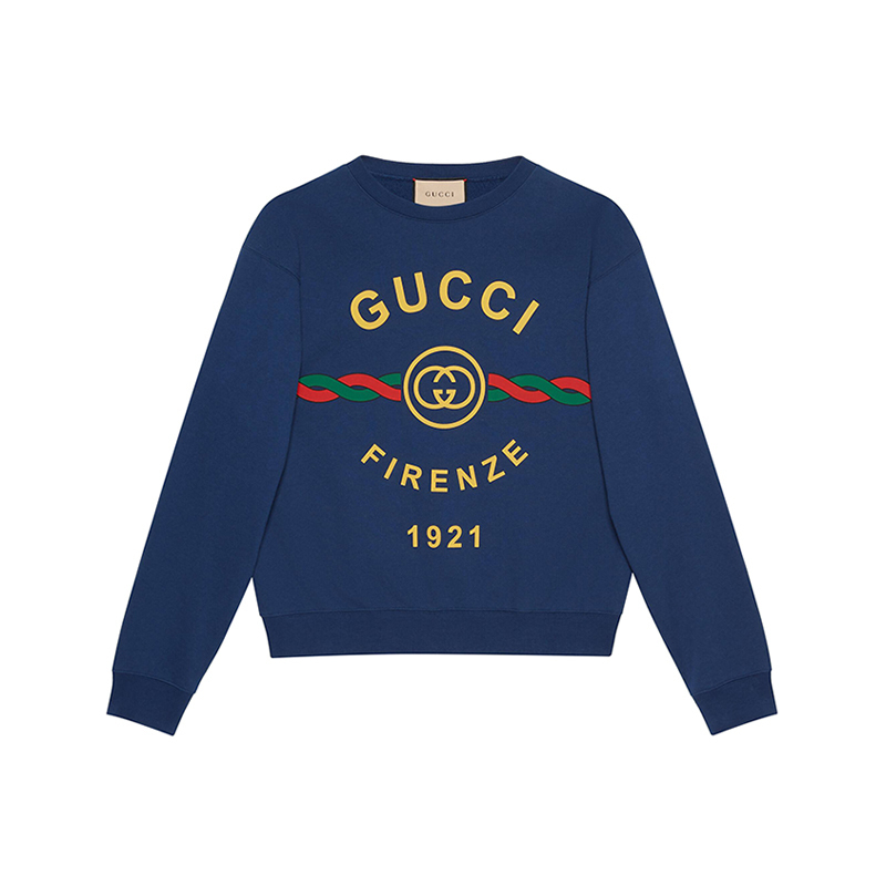 gucci 古驰 男士棉质gucci firenze 1921圆领长袖卫衣运动衫 626990