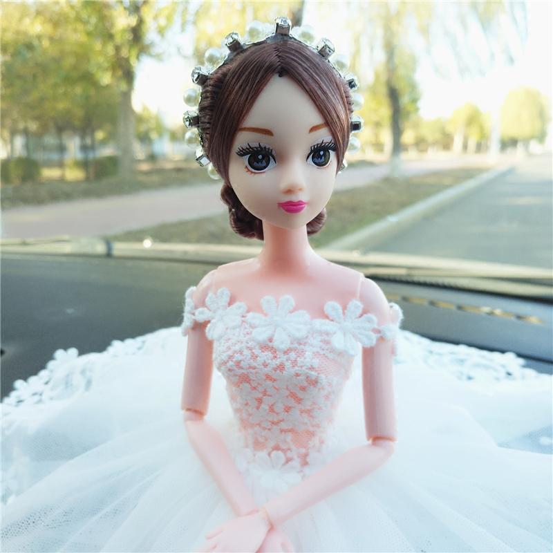 原创高档蕾丝婚纱芭比车载娃娃汽车中控台装饰品女汽车摆件送礼女