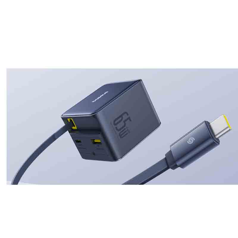 倍思(Baseus)Nomos 65W氮化镓桌面充电器多口快充头自带伸缩线兼容PD65W适用华为小米三星平板手机