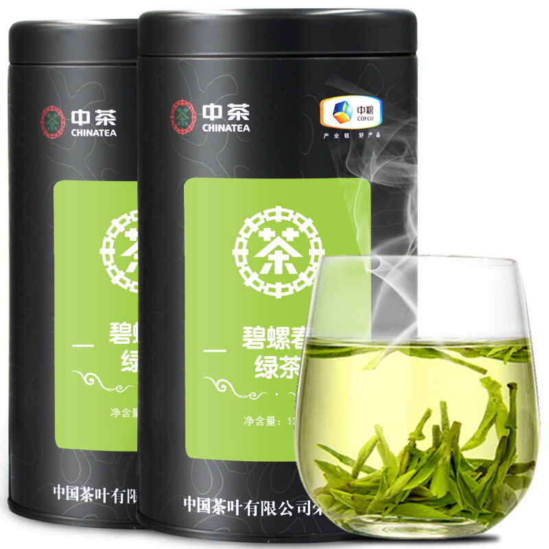 中茶 特级碧螺春 茶叶 绿茶 明前云雾嫩芽春茶 125g*2罐