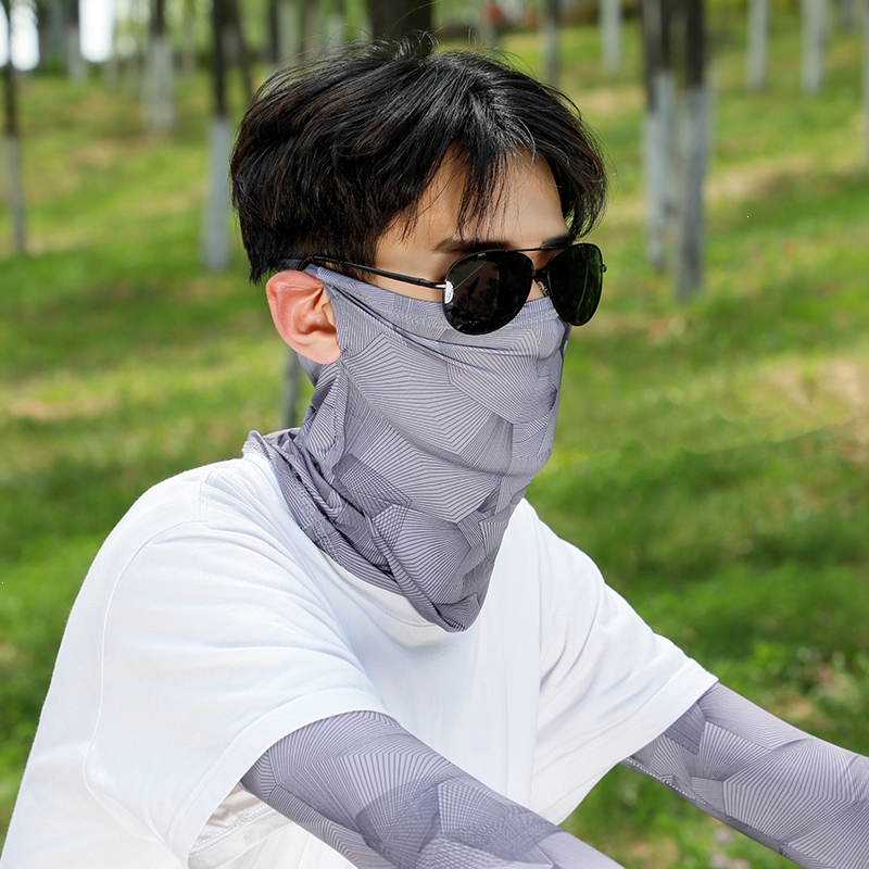 冰丝围脖男夏季骑行防晒面罩古达脖套面巾护颈遮脸罩挂耳头巾遮阳薄款