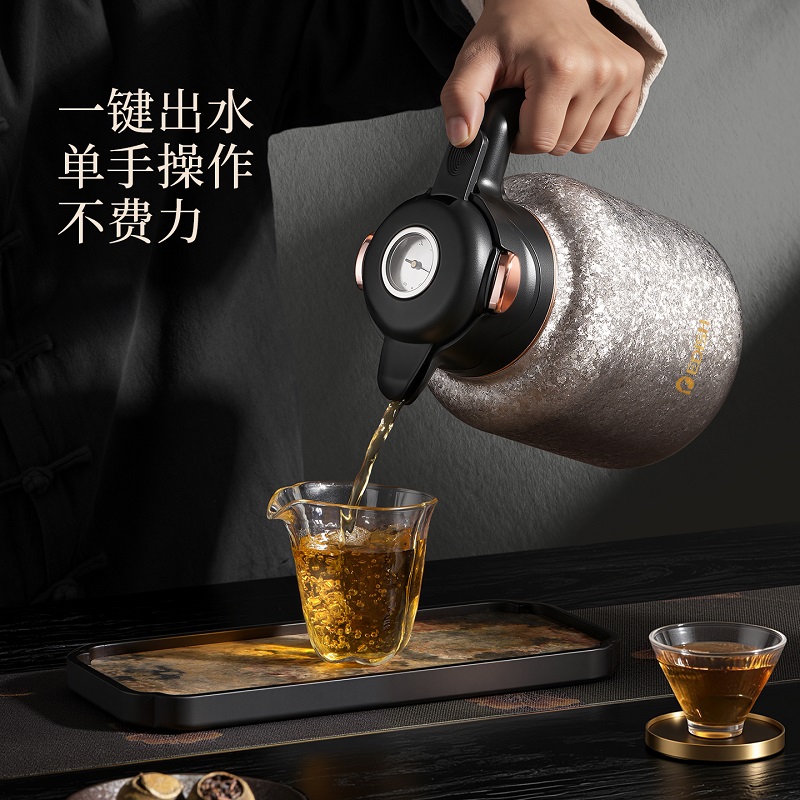 壹滴水(edish)纯钛保温壶泡茶壶焖茶壶茶水分离老白茶闷茶壶暖壶家用热水壶 钛润清雅壶[温显]1.8L高清大图