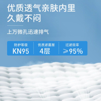 普迈迪KN95口罩独立包装白色100片3D立体柳叶型一次性4层防护口罩防尘贴合