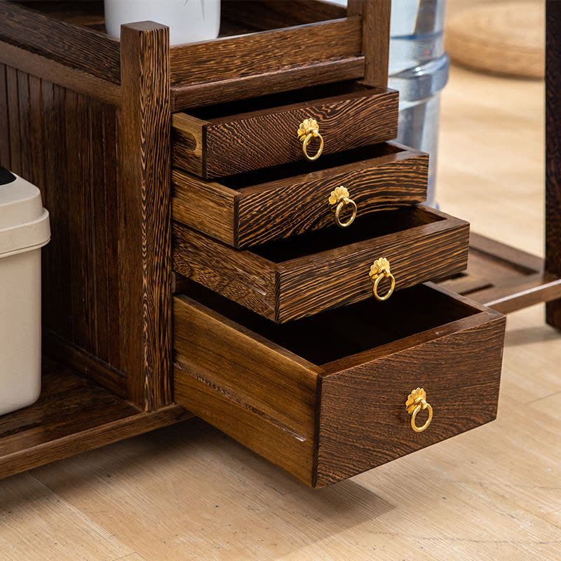 MULTIPOTENT实木茶车功夫茶具茶盘茶桌家用小茶台共赏鸡翅木茶车(雕匠坊)图片