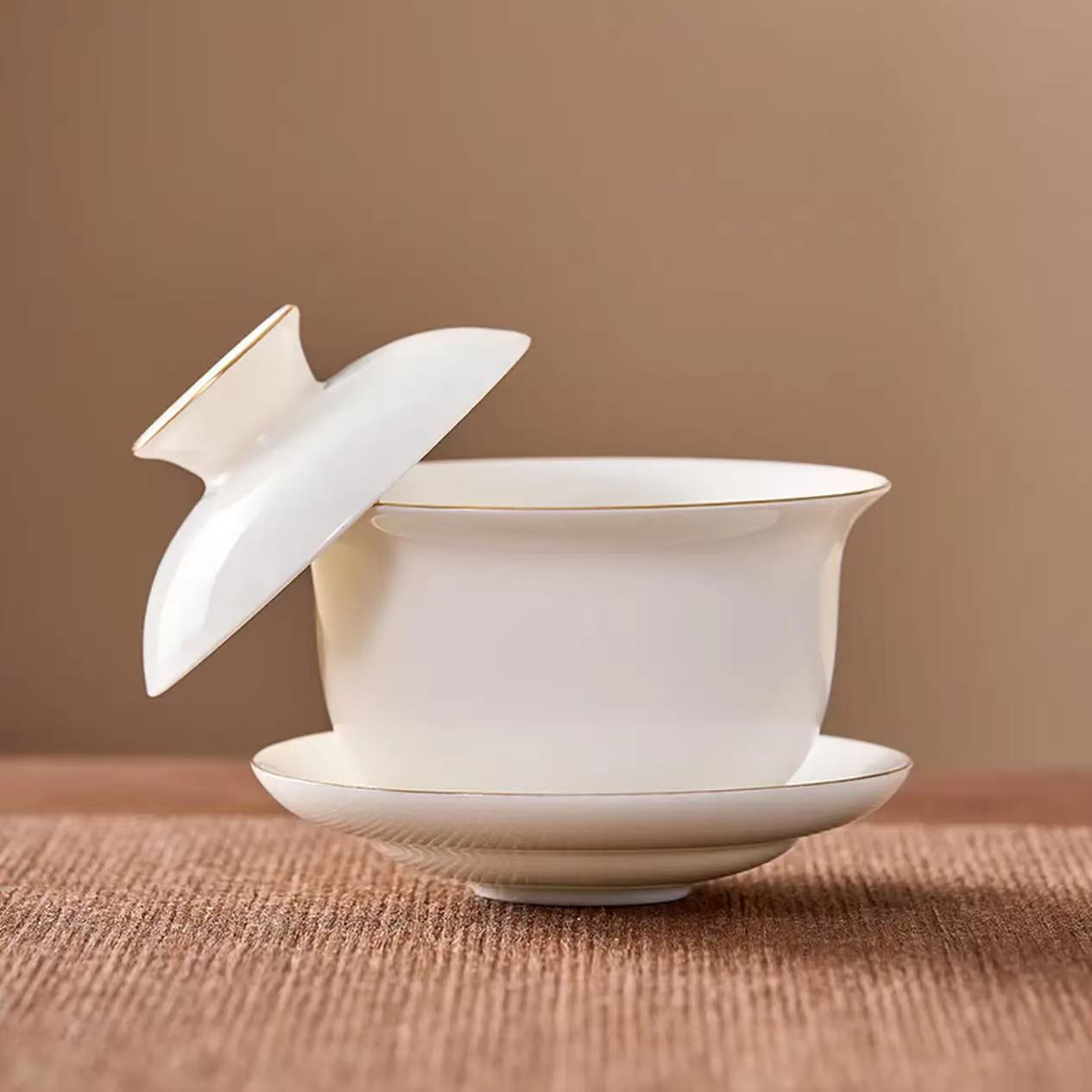 常生源羊脂玉白瓷功夫茶具整套家用盖碗公道杯茶杯泡茶套装鑫新雅LXH-5868高清大图