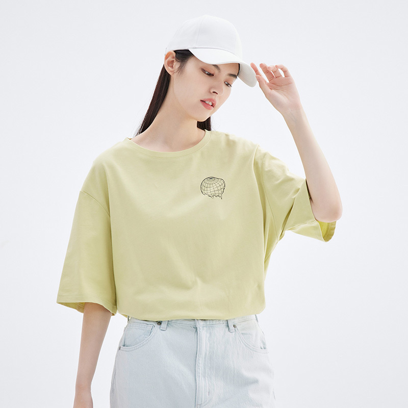 坦博尔22新款纯棉T恤女宽松涂鸦短袖嘻哈设计感圆领半袖女TB2120222