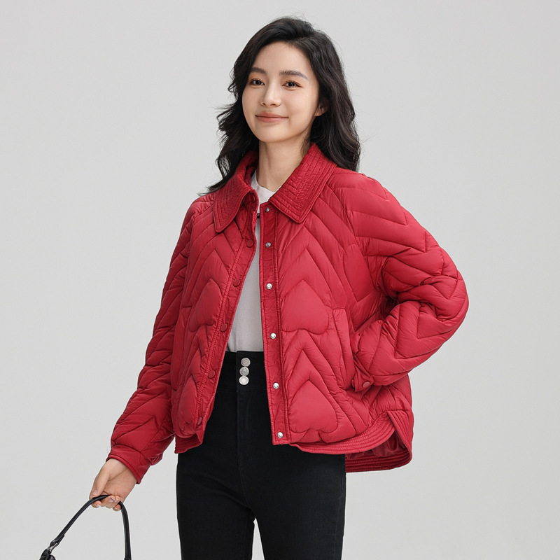 2024加厚新款翻领短款棉服外套女加厚小香风衬衫领宽松百搭棉衣女