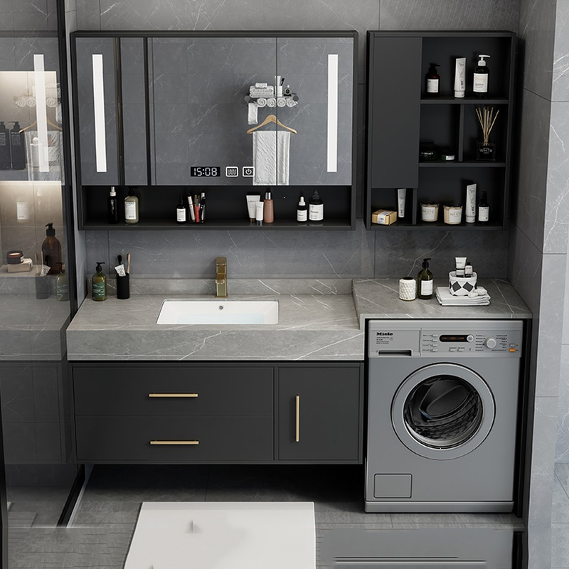 定制阳台洗衣机洗脸盆一体柜藤印象组合轻奢岩板浴室柜卫生间洗漱洗手