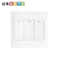 公牛(BULL)插座装饰开关 三开单控开关三联单控86型墙壁面板G01纹理白 G01K311Y