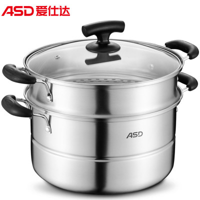 爱仕达(ASD)蒸锅 26CM可视不锈钢蒸锅 多用双层蒸锅锅具JX1526 带蒸笼蒸屉