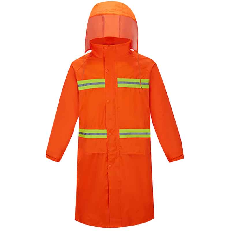 雨衣长款橙色 全身连体 劳保物业 园林环卫保洁救援 户外反光防水服高清大图